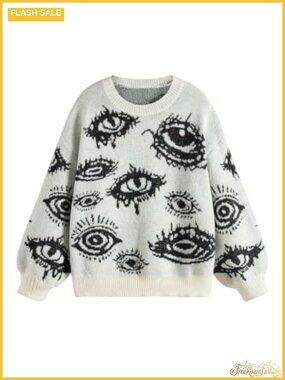 SKAYS Crewneck Pullover Sweater Goth Punk Y2K Graphic Cropped Top